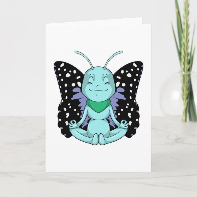 Butterfly at Yoga Stretching Legs Card (Front)