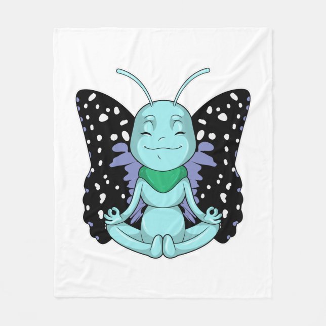 Butterfly at Yoga Stretching Legs Fleece Blanket (Front)