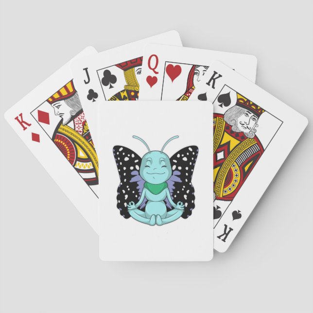 Butterfly at Yoga Stretching Legs Poker Cards (Back)