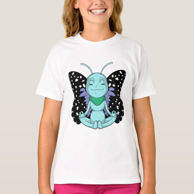 Butterfly at Yoga Stretching Legs T-Shirt (Front)