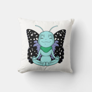 Butterfly at Yoga Stretching Legs Throw Pillow