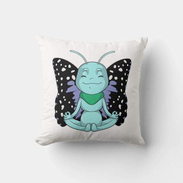 Butterfly at Yoga Stretching Legs Throw Pillow (Front)