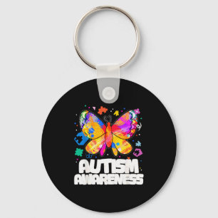 Butterfly autism awareness support autistic puzzle keychain
