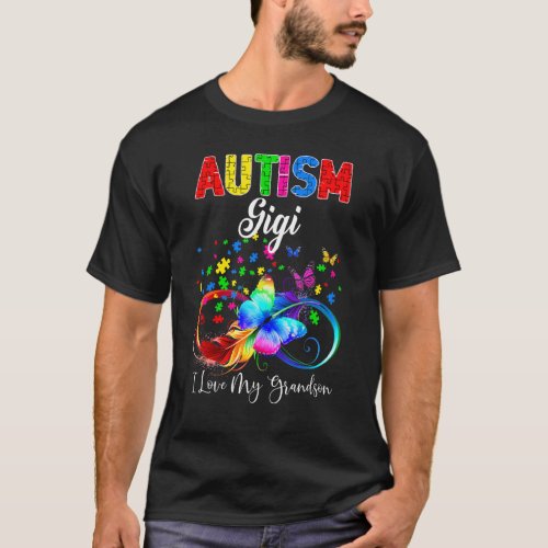 Butterfly Autism Gigi I Love My Grandson Support A T_Shirt