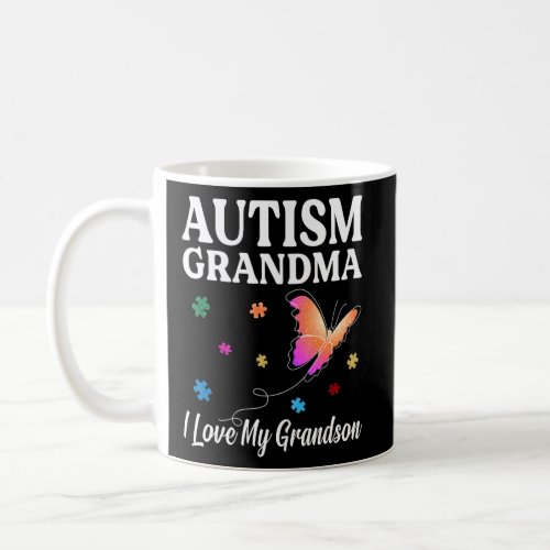 Butterfly Autism Grandma I Love My Grandson Autism Coffee Mug