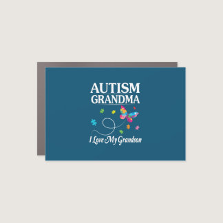 Butterfly Autism Grandma I Love My Grandson Awaren Car Magnet