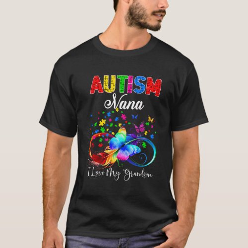 Butterfly Autism Nana I Love My Grandson Support A T_Shirt