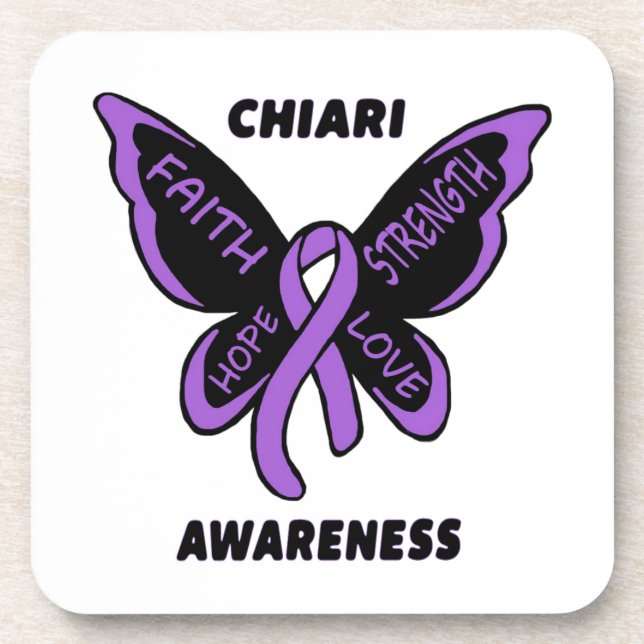 Butterfly/Awareness...Chiari Beverage Coaster (Front)