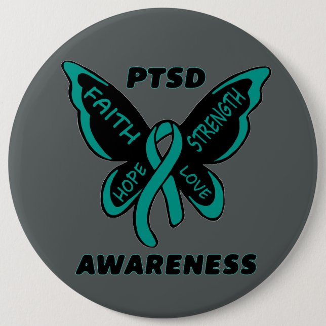 Butterfly/Awareness...PTSD Button (Front)