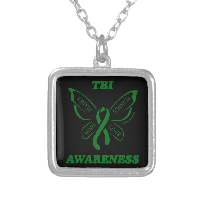 Butterfly/Awareness...TBI Silver Plated Necklace (Front)