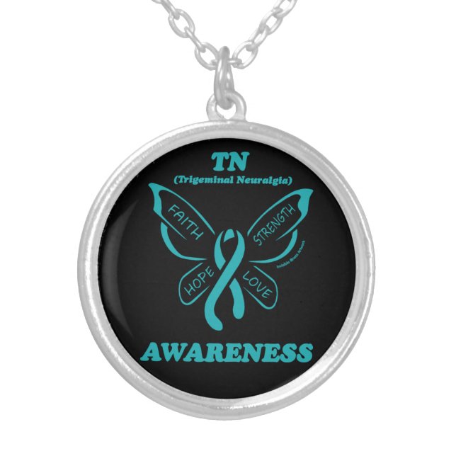 Butterfly/Awareness...TN Silver Plated Necklace (Front)