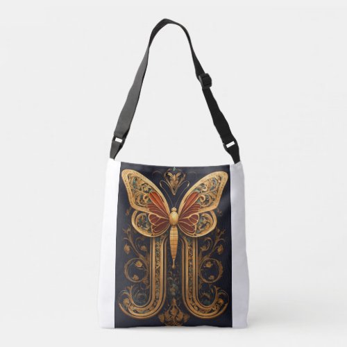 Butterfly  B Elegant Fusion Logo Design Crossbody Bag