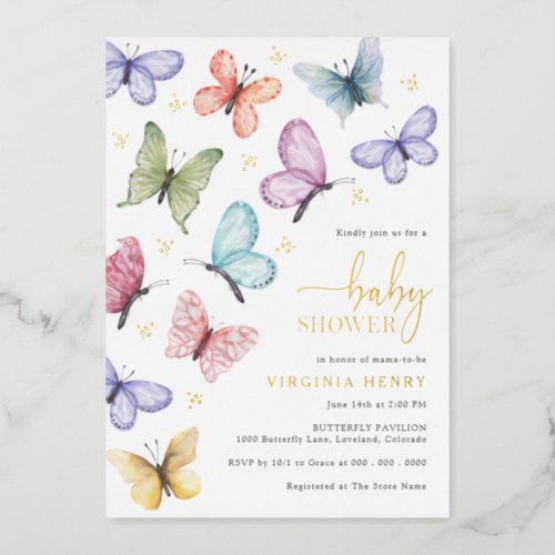 Butterfly Baby Foil Invitation