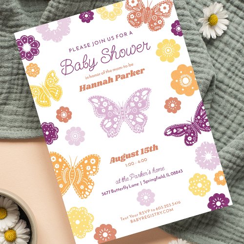 Butterfly Baby Girl Shower Invitation