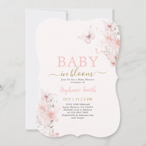 Butterfly Baby in Bloom Baby Shower Girl Invitation