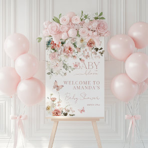Butterfly Baby in Bloom Pink Floral Baby Shower  Foam Board