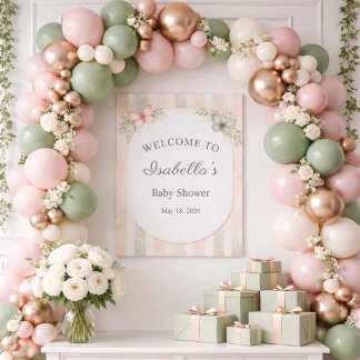 Butterfly Baby in Bloom Welcome Sign Pink Sage