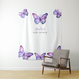 Butterfly Baby Shower Backdrop Minimalist Purple