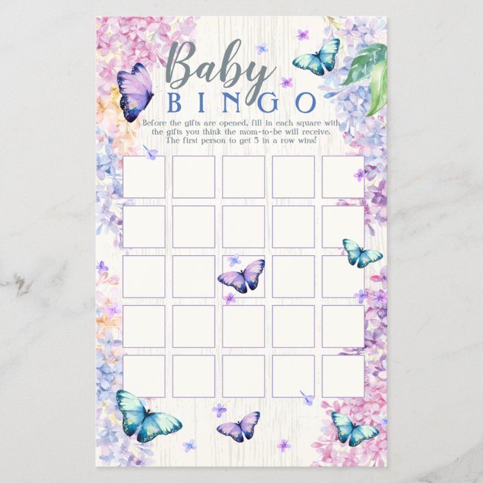 Butterfly Baby Shower Bingo Game | Baby Bingo Game | Zazzle.com