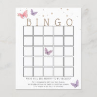 Butterfly Baby Shower Bingo Game Card