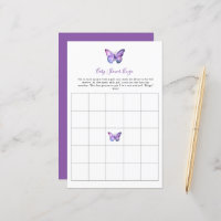 Butterfly Baby Shower Bingo Game Elegant Script