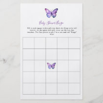 Butterfly Baby Shower Bingo Game Elegant Script  Flyer