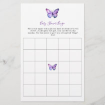 Butterfly Baby Shower Bingo Game Elegant Script  Flyer