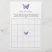 Butterfly Baby Shower Bingo Game Elegant Script  Flyer