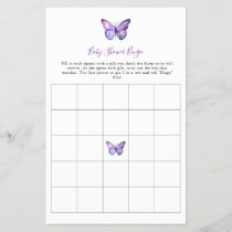 Butterfly Baby Shower Bingo Game Elegant Script  Flyer