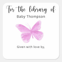 Butterfly Baby Shower bookplate, books for baby