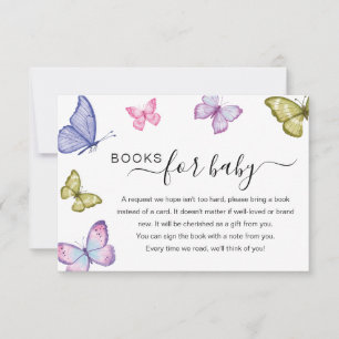 Butterfly Baby Shower Books Request card
