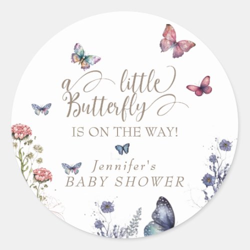 Butterfly Baby Shower Classic Round Sticker