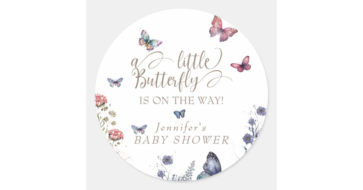 Butterfly Baby Shower Classic Round Sticker Zazzle