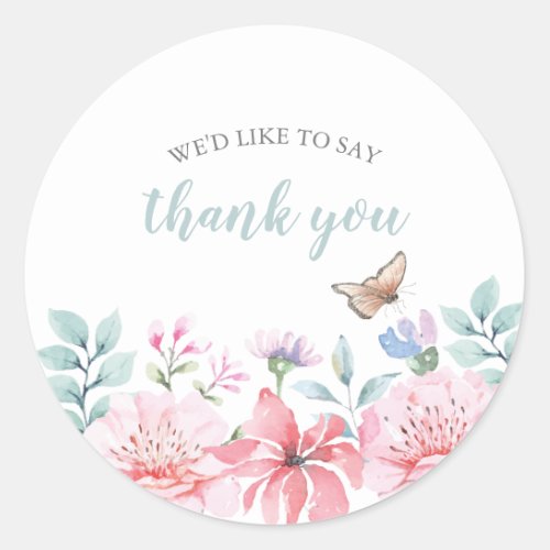 Butterfly Baby Shower Classic Round Sticker