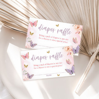 Butterfly Baby Shower Diaper Raffle Enclosure Card