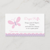 Butterfly Baby Shower Diaper Raffle Ticket Enclosure Card