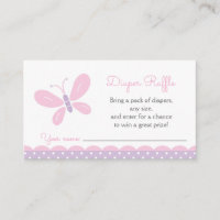 Butterfly Baby Shower Diaper Raffle Ticket Enclosure Card