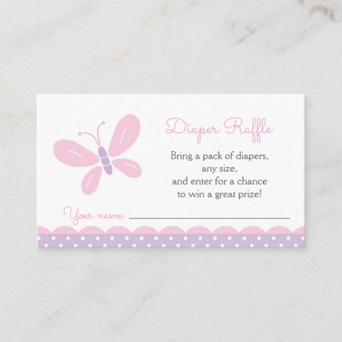 Butterfly Baby Shower Diaper Raffle Ticket Enclosure Card