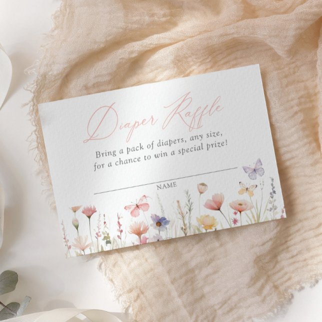 Butterfly Baby Shower Diaper Raffle Ticket Enclosure Card (Creator Uploaded)