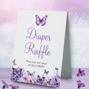 Butterfly Baby Shower Diaper Raffle Ticket Table Tent