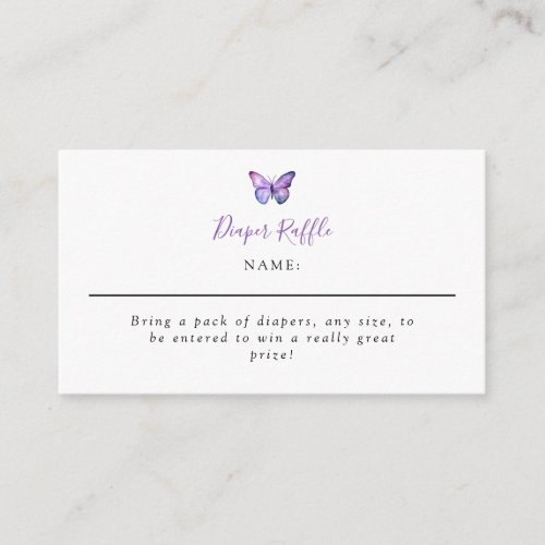 Butterfly Baby Shower Elegant Diaper Raffle Script Enclosure Card