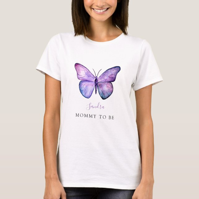 Butterfly Baby Shower Elegant Mommy to be T-Shirt (Front)