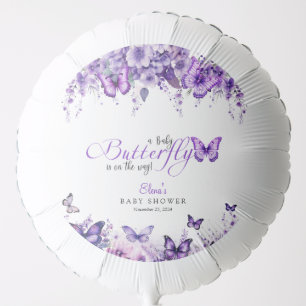 Butterfly Baby Shower Elegant Purple Floral Balloon