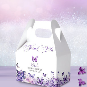 Butterfly Baby Shower Elegant Purple Floral Favor Boxes