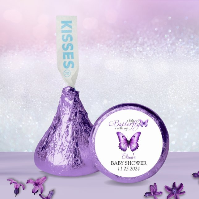 Butterfly Baby Shower Elegant Purple Floral Hershey®'s Kisses® (Creator Uploaded)