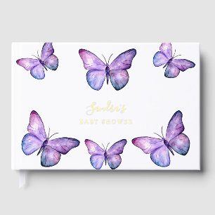 Butterfly Baby Shower Elegant Purple Foil Guest Book