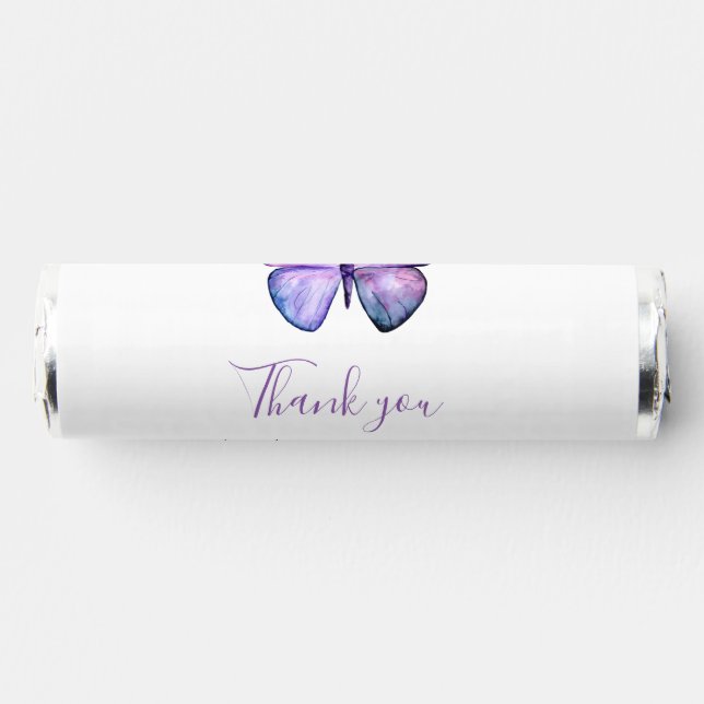 Butterfly Baby Shower Elegant Thank you Script  Breath Savers® Mints (Front)