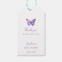 Butterfly Baby Shower Elegant Thank you Script  Gift Tags