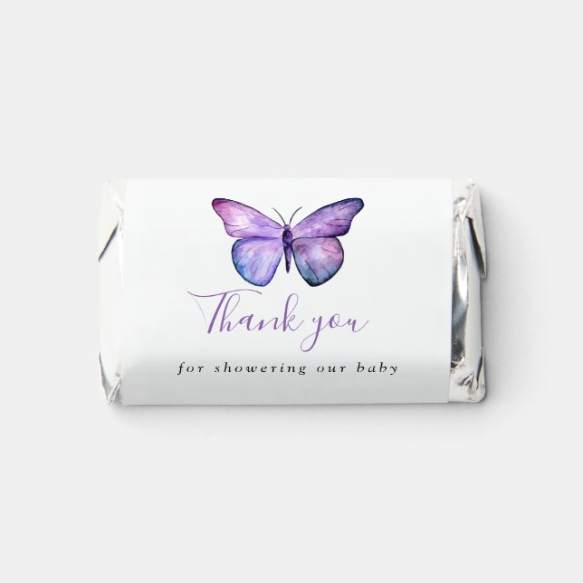Butterfly Baby Shower Elegant Thank you Script  Hershey's Miniatures (Front)