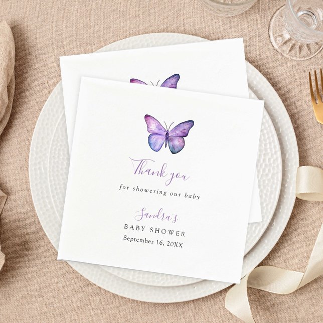 Butterfly Baby Shower Elegant Thank you Script  Napkins (Creator Uploaded)